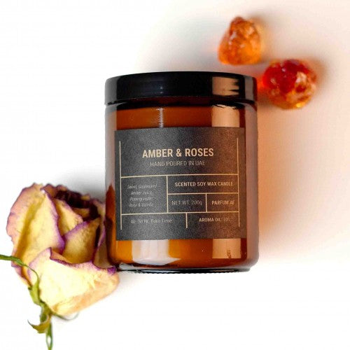 Amber & Roses Scented Soy Wax Candle