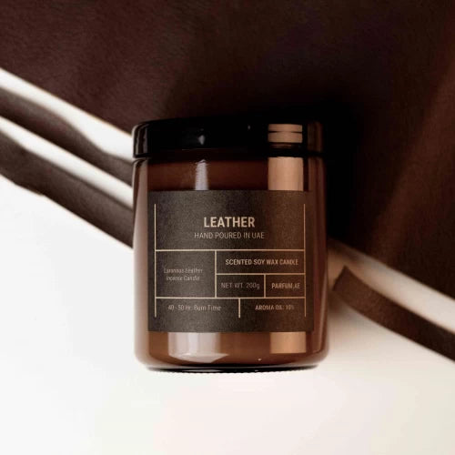 Leather Scented Soy Wax Candle