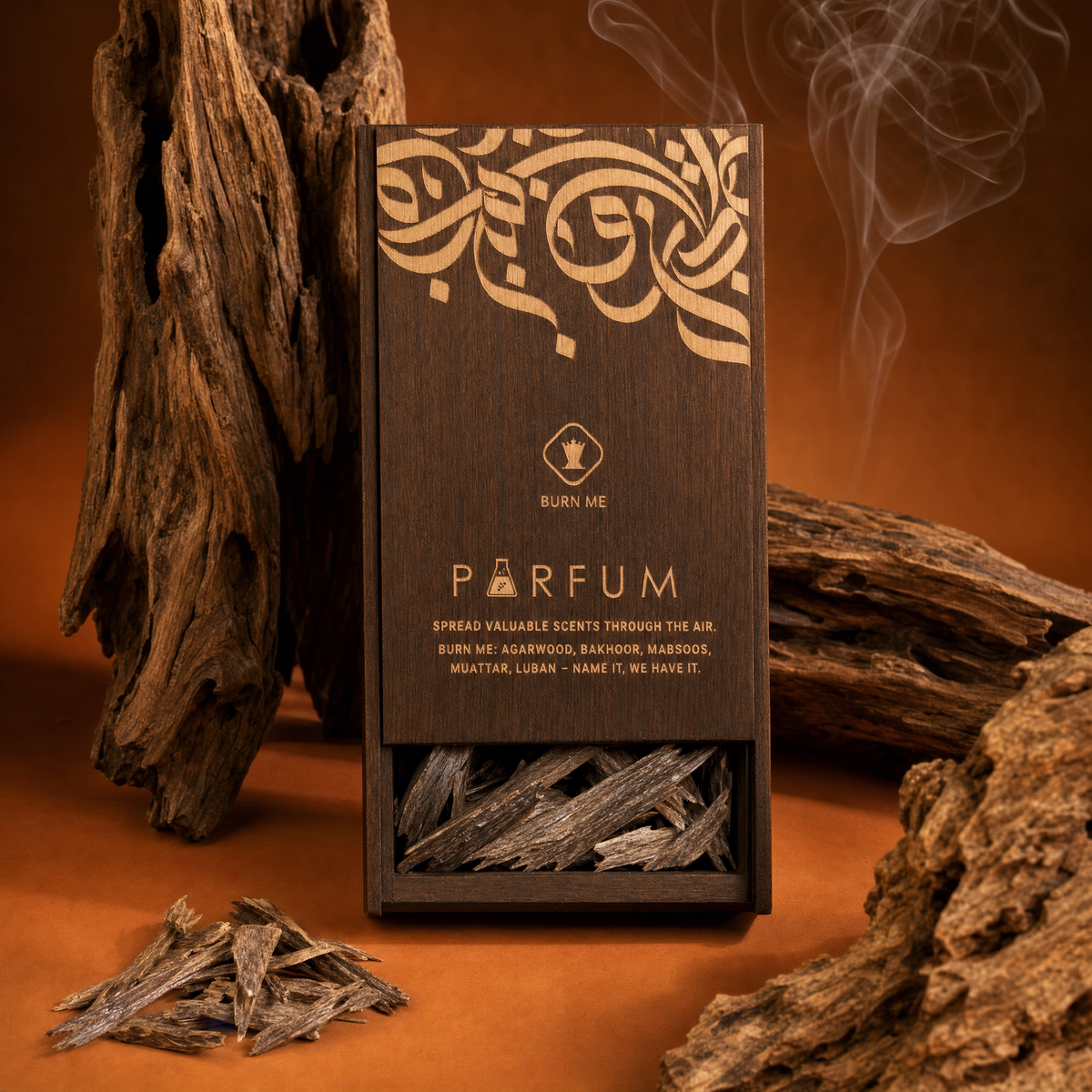 Hindi Muri Super (India) agarwood splinters in the PARFUM Burn Me wooden gift box